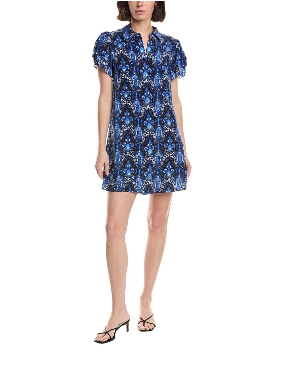 Alice + Olivia Jem Printed Cupro Mini Shirt Dress